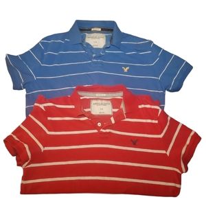American Eagle Men's Striped Polo Shirts